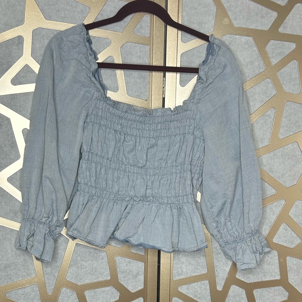 Who What Wear light blue blouse
